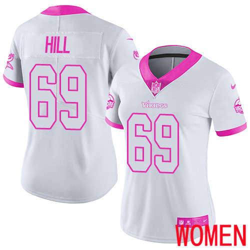 Minnesota Vikings #69 Limited Rashod Hill White Pink Nike NFL Women Jersey Rush Fashion->women nfl jersey->Women Jersey